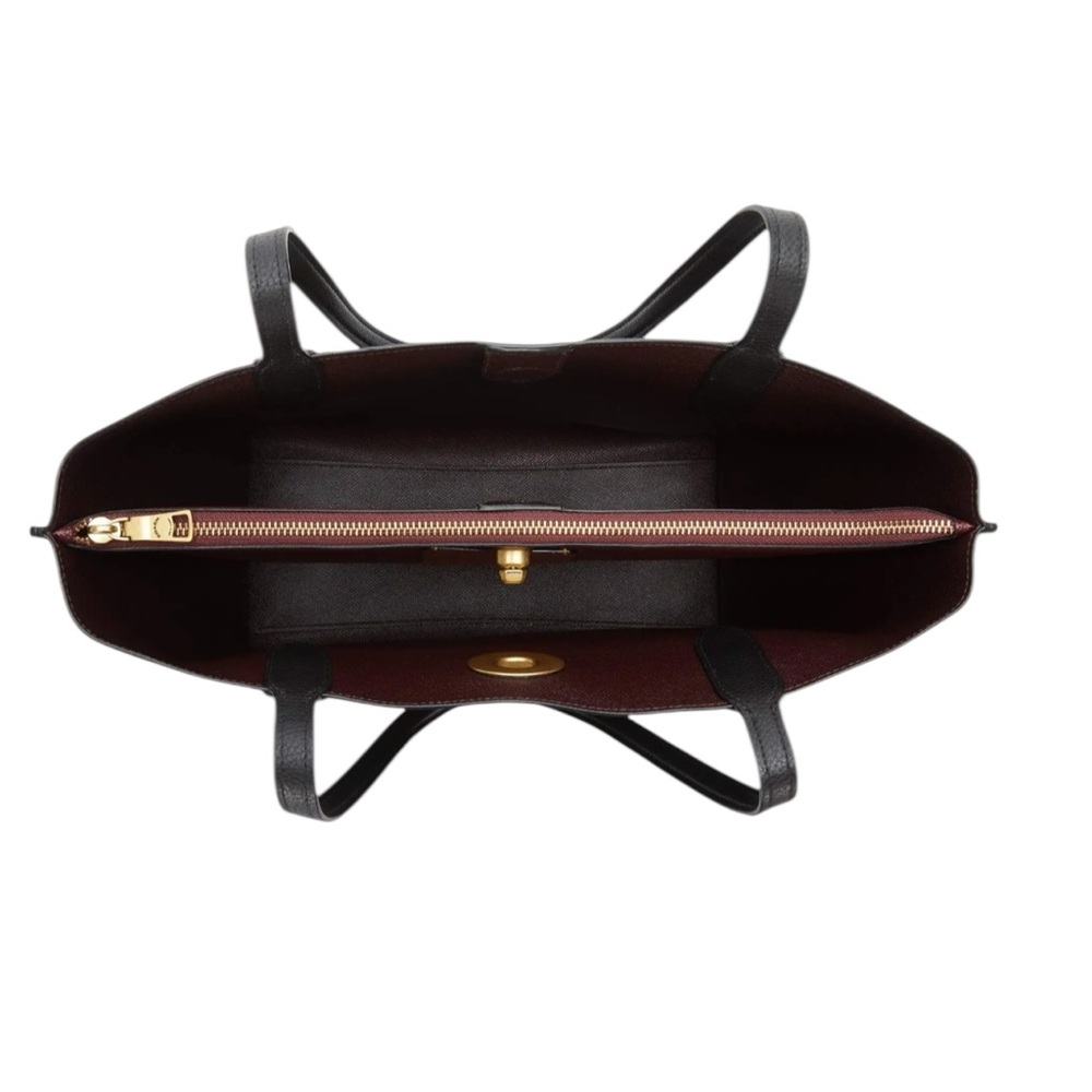 Coach Polished Pebble Leather Willow Tote Black Leather Tote Bag - Picture 3 of 4